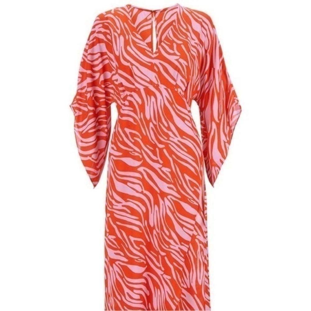 CAbi #5795 Saunter Dress Red Lavender Zebra Print Kimono Sleeves Medium